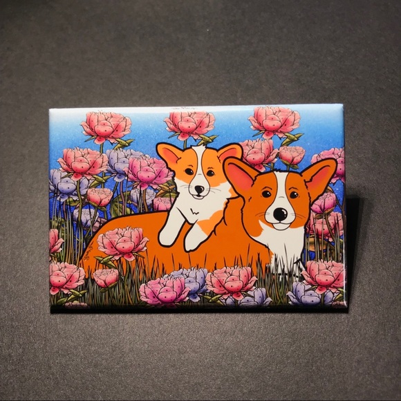 Corgis in the Garden Magnet Dog Art Gifts Decor - Picture 5 of 8